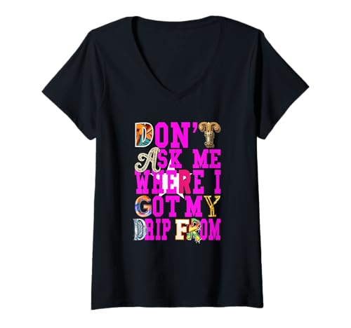 Damen Pink I Gatekeep The Drip Pink-Grafik T-Shirt mit V-Ausschnitt von Color Match Pink Graphic Tee