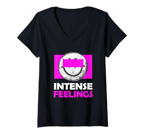 Damen Pink Intense Feelings Rosafarbene Grafik T-Shirt mit V-Ausschnitt von Color Match Pink Graphic Tee