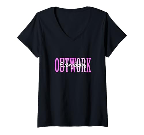 Damen Pink Outwork Everybody Pink Grafik T-Shirt mit V-Ausschnitt von Color Match Pink Graphic Tee