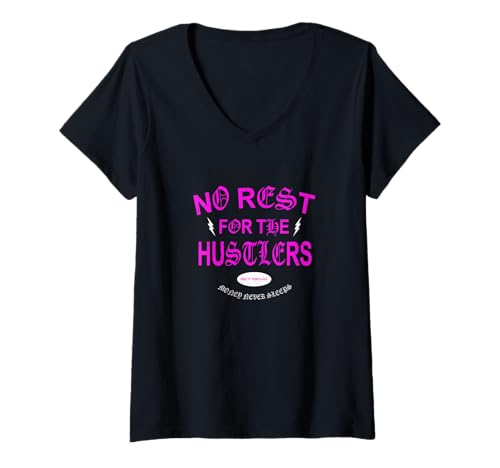Damen Pink Pilot of My Own Time, rosafarbene Grafik T-Shirt mit V-Ausschnitt von Color Match Pink Graphic Tee