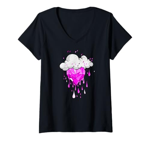 Damen Pink Storms Can't Dim My Shine Pink Grafik T-Shirt mit V-Ausschnitt von Color Match Pink Graphic Tee
