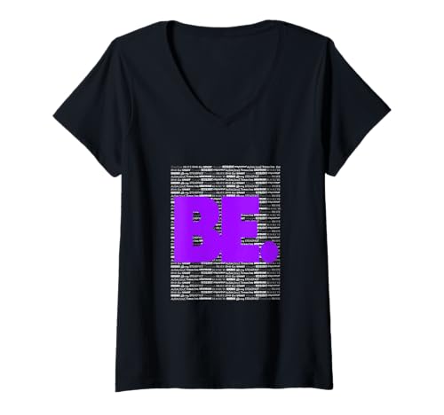 Damen Lila Be. Lila Grafik T-Shirt mit V-Ausschnitt Damen Lila Be. Lila Grafik T-Shirt mit V-Ausschnitt von Color Match Purple Graphic Tee