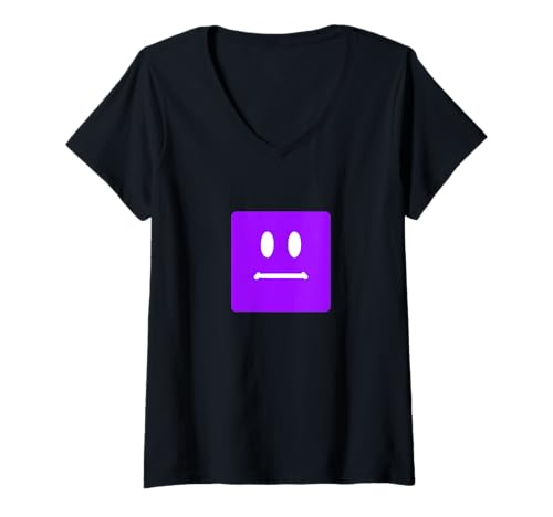 Damen Lila Block-Gesicht lila Grafik T-Shirt mit V-Ausschnitt Damen Lila Block-Gesicht lila Grafik T-Shirt mit V-Ausschnitt von Color Match Purple Graphic Tee