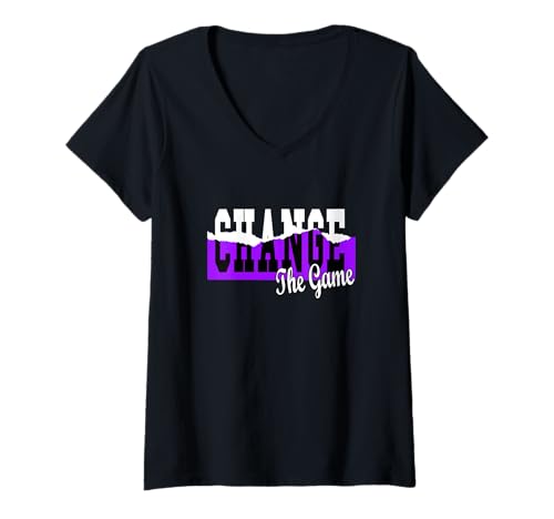 Damen Lila Change It lila Grafik T-Shirt mit V-Ausschnitt Damen Lila Change It lila Grafik T-Shirt mit V-Ausschnitt von Color Match Purple Graphic Tee