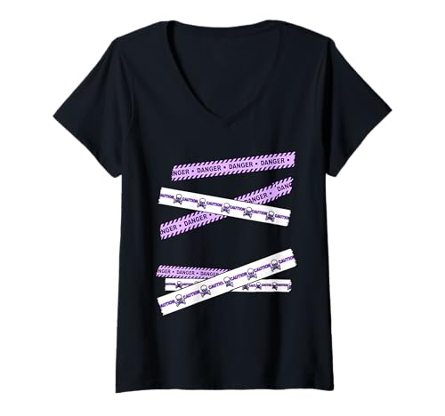 Damen Lila Do Not Cross... Lila Grafik T-Shirt mit V-Ausschnitt Damen Lila Do Not Cross... Lila Grafik T-Shirt mit V-Ausschnitt von Color Match Purple Graphic Tee