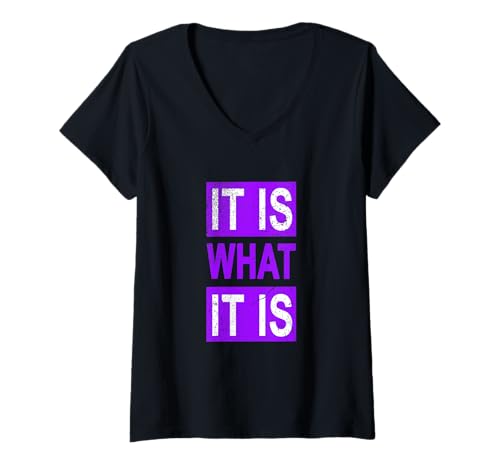 Damen Lila It's Like That Purple Grafik T-Shirt mit V-Ausschnitt Damen Lila It's Like That Purple Grafik T-Shirt mit V-Ausschnitt von Color Match Purple Graphic Tee