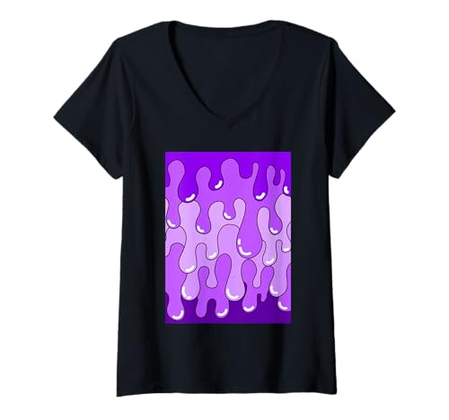 Damen Lila Jelly-Drip Purple Grafik T-Shirt mit V-Ausschnitt Damen Lila Jelly-Drip Purple Grafik T-Shirt mit V-Ausschnitt von Color Match Purple Graphic Tee