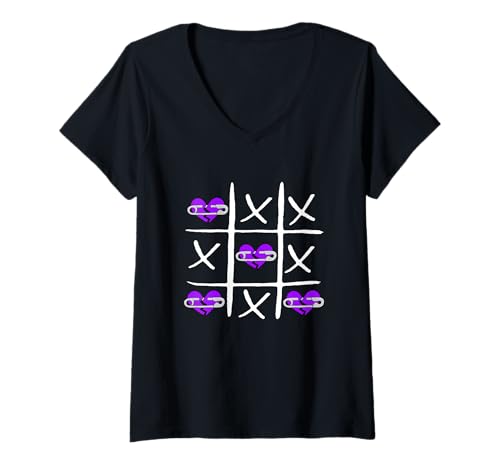 Damen Lila Loser/Lover Purple Graphic T-Shirt mit V-Ausschnitt Damen Lila Loser/Lover Purple Graphic T-Shirt mit V-Ausschnitt von Color Match Purple Graphic Tee