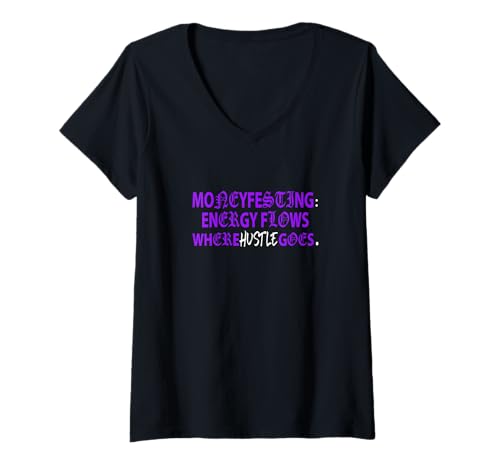 Damen Lila Moneyfesting Lila Grafik T-Shirt mit V-Ausschnitt Damen Lila Moneyfesting Lila Grafik T-Shirt mit V-Ausschnitt von Color Match Purple Graphic Tee