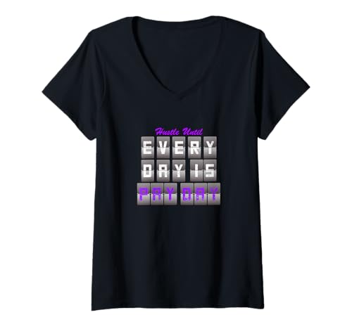 Damen Lila Paid Daily Lila Grafik T-Shirt mit V-Ausschnitt Damen Lila Paid Daily Lila Grafik T-Shirt mit V-Ausschnitt von Color Match Purple Graphic Tee
