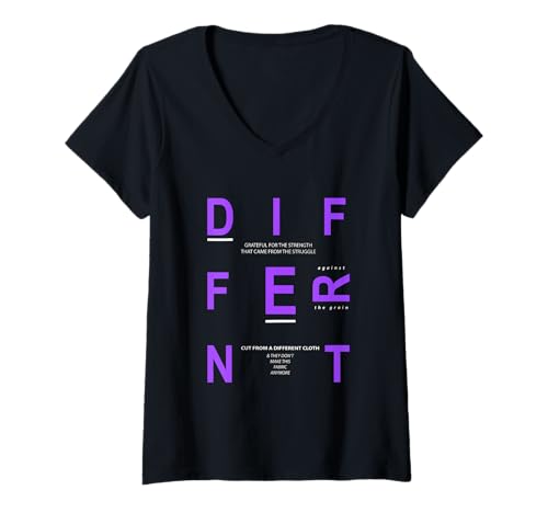 Damen Lila Verschiedene Violette Grafik T-Shirt mit V-Ausschnitt Damen Lila Verschiedene Violette Grafik T-Shirt mit V-Ausschnitt von Color Match Purple Graphic Tee