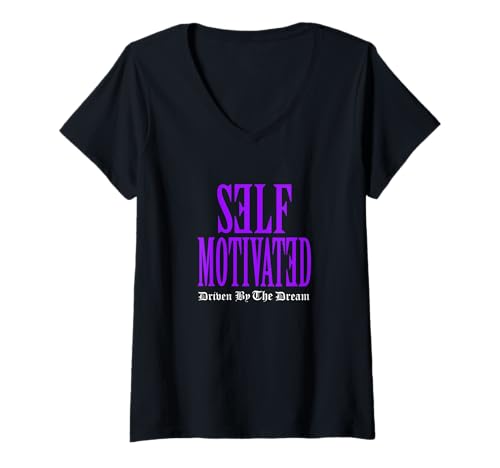 Damen Lila selbstmotivierte Violette Grafik T-Shirt mit V-Ausschnitt Damen Lila selbstmotivierte Violette Grafik T-Shirt mit V-Ausschnitt von Color Match Purple Graphic Tee