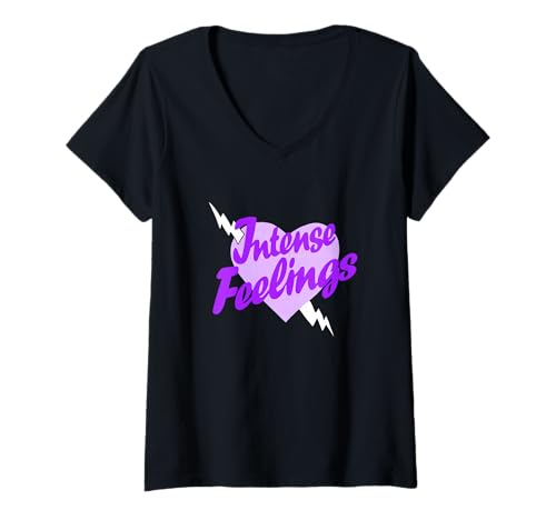 Damen Purple Intense Feelings Distressed Violette Grafik T-Shirt mit V-Ausschnitt Damen Purple Intense Feelings Distressed Violette Grafik T-Shirt mit V-Ausschnitt von Color Match Purple Graphic Tee
