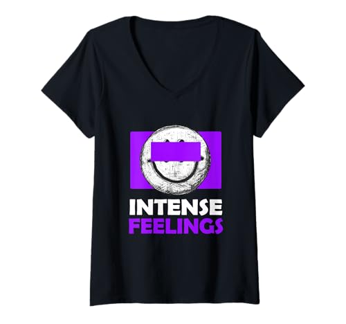 Damen Purple Intense Feelings Violette Grafik T-Shirt mit V-Ausschnitt Damen Purple Intense Feelings Violette Grafik T-Shirt mit V-Ausschnitt von Color Match Purple Graphic Tee