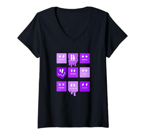 Damen Purple Moods Violette Grafik T-Shirt mit V-Ausschnitt Damen Purple Moods Violette Grafik T-Shirt mit V-Ausschnitt von Color Match Purple Graphic Tee