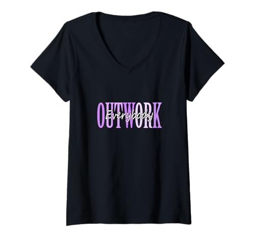 Damen Purple Outwork Everybody Grafik in Violett T-Shirt mit V-Ausschnitt Damen Purple Outwork Everybody Grafik in Violett T-Shirt mit V-Ausschnitt von Color Match Purple Graphic Tee