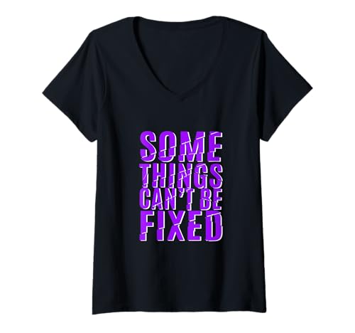 Damen Purple Some Things Stay Broke Purple Graphic T-Shirt mit V-Ausschnitt Damen Purple Some Things Stay Broke Purple Graphic T-Shirt mit V-Ausschnitt von Color Match Purple Graphic Tee