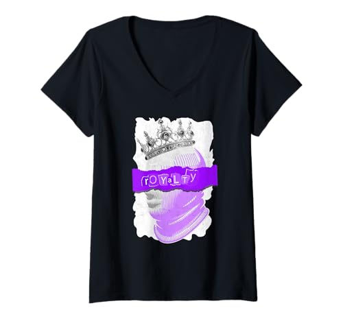 Damen Purple The Crown Never Slips Purple Graphic T-Shirt mit V-Ausschnitt Damen Purple The Crown Never Slips Purple Graphic T-Shirt mit V-Ausschnitt von Color Match Purple Graphic Tee