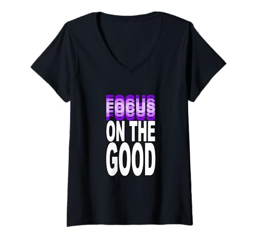 Damen Violett Good Focus Violette Grafik T-Shirt mit V-Ausschnitt Damen Violett Good Focus Violette Grafik T-Shirt mit V-Ausschnitt von Color Match Purple Graphic Tee