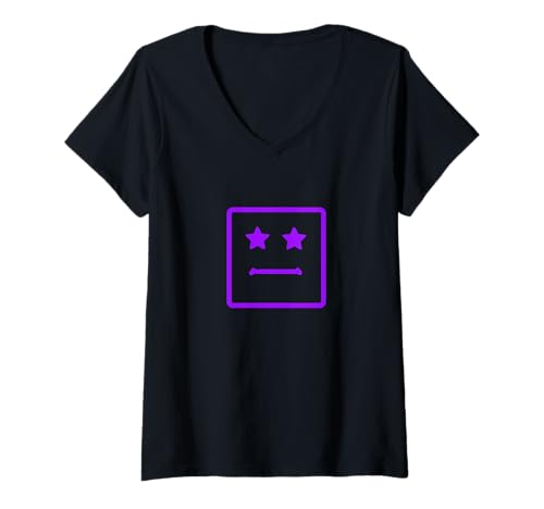 Damen Violette Doppelsterne, quadratisches Gesicht, Violette Grafik T-Shirt mit V-Ausschnitt Damen Violette Doppelsterne, quadratisches Gesicht, Violette Grafik T-Shirt mit V-Ausschnitt von Color Match Purple Graphic Tee