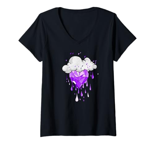 Damen Violette Grafik „Storms Can't Dim My Shine“, lila T-Shirt mit V-Ausschnitt Damen Violette Grafik „Storms Can't Dim My Shine“, lila T-Shirt mit V-Ausschnitt von Color Match Purple Graphic Tee