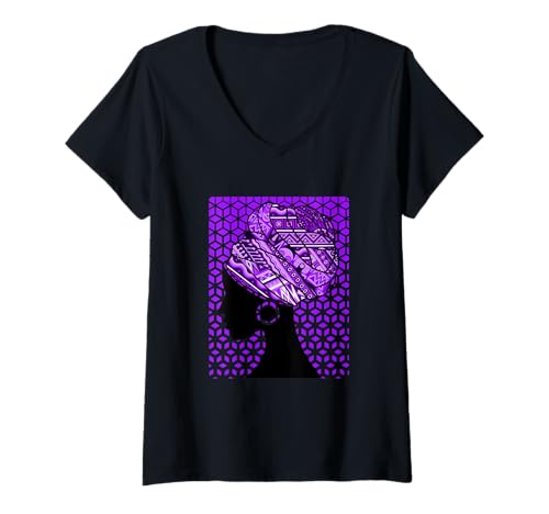 Damen Violette Wickel-Grafik T-Shirt mit V-Ausschnitt Damen Violette Wickel-Grafik T-Shirt mit V-Ausschnitt von Color Match Purple Graphic Tee