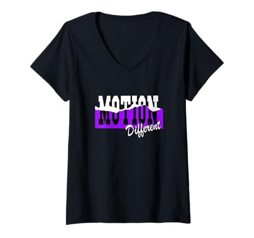 Damen lila Motion Different lila Grafik T-Shirt mit V-Ausschnitt Damen lila Motion Different lila Grafik T-Shirt mit V-Ausschnitt von Color Match Purple Graphic Tee