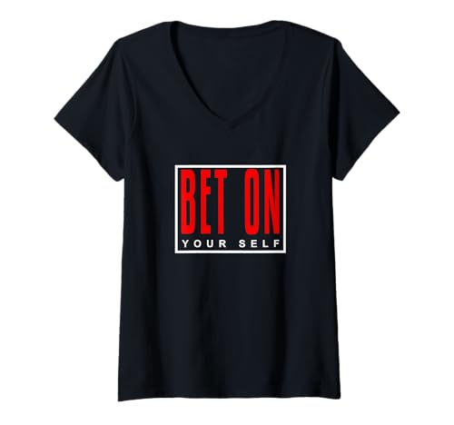 Damen Red Bet On You Red Grafik T-Shirt mit V-Ausschnitt Damen Red Bet On You Red Grafik T-Shirt mit V-Ausschnitt von Color Match Red Graphic Tee