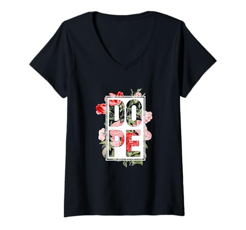 Damen Red Fresh//DOPE Rote Grafik T-Shirt mit V-Ausschnitt Damen Red Fresh//DOPE Rote Grafik T-Shirt mit V-Ausschnitt von Color Match Red Graphic Tee