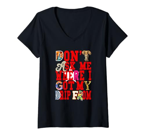 Damen Red I Gatekeep The Drip Red Grafik T-Shirt mit V-Ausschnitt Damen Red I Gatekeep The Drip Red Grafik T-Shirt mit V-Ausschnitt von Color Match Red Graphic Tee