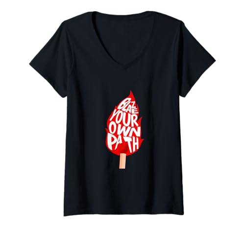 Damen Red Light Your Way Rote Grafik T-Shirt mit V-Ausschnitt Damen Red Light Your Way Rote Grafik T-Shirt mit V-Ausschnitt von Color Match Red Graphic Tee