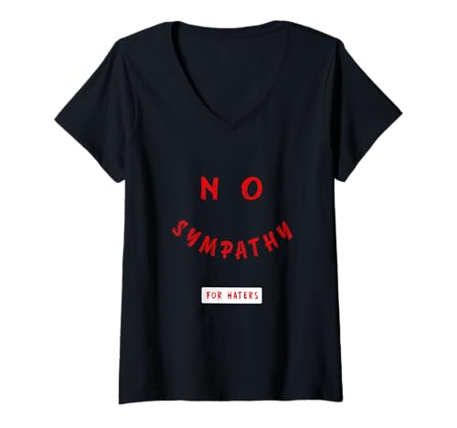 Damen Red No Sympathy for Haters Red Graphic T-Shirt mit V-Ausschnitt Damen Red No Sympathy for Haters Red Graphic T-Shirt mit V-Ausschnitt von Color Match Red Graphic Tee