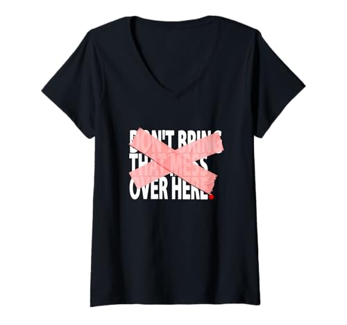 Damen Red Not Over Here Rote Grafik T-Shirt mit V-Ausschnitt Damen Red Not Over Here Rote Grafik T-Shirt mit V-Ausschnitt von Color Match Red Graphic Tee