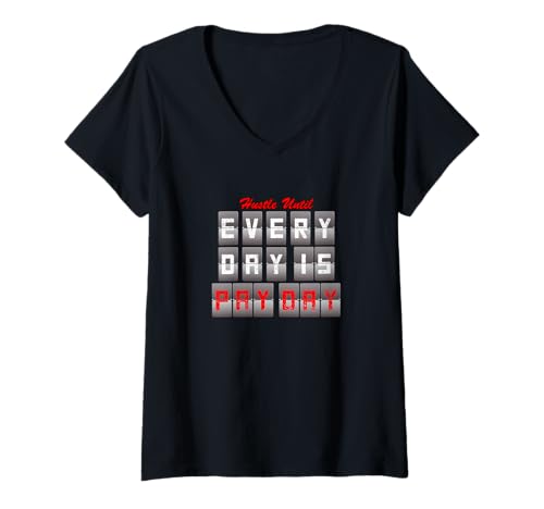 Damen Red Paid Daily Red Graphic T-Shirt mit V-Ausschnitt Damen Red Paid Daily Red Graphic T-Shirt mit V-Ausschnitt von Color Match Red Graphic Tee