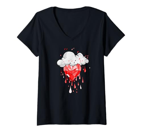 Damen Red Storms Can't Dim My Shine Red Grafik T-Shirt mit V-Ausschnitt Damen Red Storms Can't Dim My Shine Red Grafik T-Shirt mit V-Ausschnitt von Color Match Red Graphic Tee