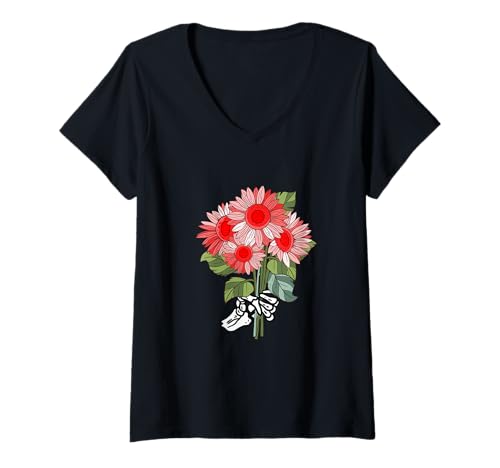 Damen Red Sunflowers My Last, My All Red Grafik T-Shirt mit V-Ausschnitt Damen Red Sunflowers My Last, My All Red Grafik T-Shirt mit V-Ausschnitt von Color Match Red Graphic Tee