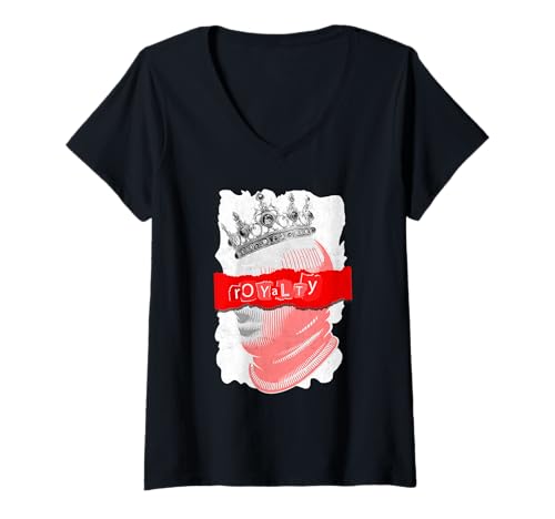 Damen Red The Crown Never Slips Red Graphic T-Shirt mit V-Ausschnitt Damen Red The Crown Never Slips Red Graphic T-Shirt mit V-Ausschnitt von Color Match Red Graphic Tee