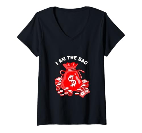 Damen Rot I AM The Bag Red Graphic T-Shirt mit V-Ausschnitt Damen Rot I AM The Bag Red Graphic T-Shirt mit V-Ausschnitt von Color Match Red Graphic Tee
