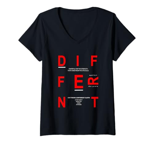 Damen Rot Verschiedene rote Grafik T-Shirt mit V-Ausschnitt Damen Rot Verschiedene rote Grafik T-Shirt mit V-Ausschnitt von Color Match Red Graphic Tee