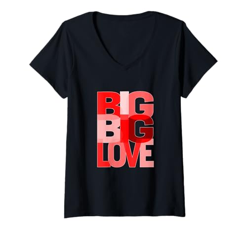 Damen Rote Big-Big-Love-rote Grafik T-Shirt mit V-Ausschnitt Damen Rote Big-Big-Love-rote Grafik T-Shirt mit V-Ausschnitt von Color Match Red Graphic Tee