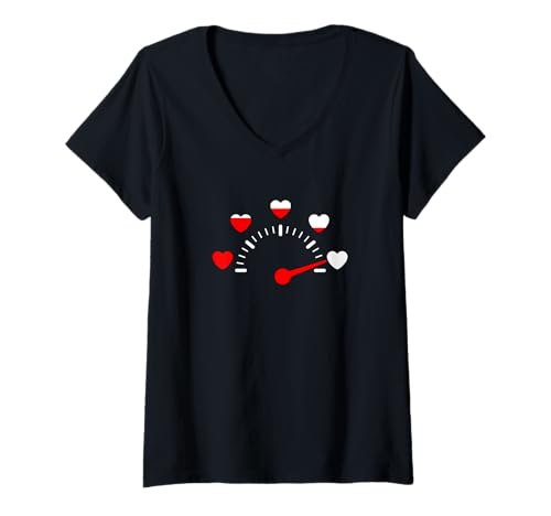 Damen Rote Fast herzlose rote Grafik T-Shirt mit V-Ausschnitt Damen Rote Fast herzlose rote Grafik T-Shirt mit V-Ausschnitt von Color Match Red Graphic Tee