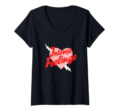 Damen Rote Grafik von Red Intense Feelings in Rot T-Shirt mit V-Ausschnitt Damen Rote Grafik von Red Intense Feelings in Rot T-Shirt mit V-Ausschnitt von Color Match Red Graphic Tee