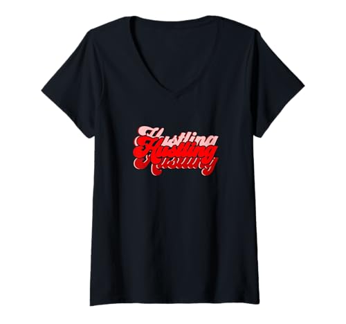 Damen Rote Hustling-X3-Grafik in Rot T-Shirt mit V-Ausschnitt Damen Rote Hustling-X3-Grafik in Rot T-Shirt mit V-Ausschnitt von Color Match Red Graphic Tee