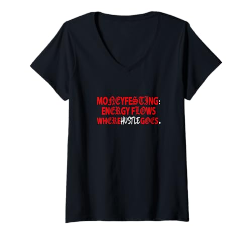 Damen Rote Moneyfesting-Grafik in Rot T-Shirt mit V-Ausschnitt Damen Rote Moneyfesting-Grafik in Rot T-Shirt mit V-Ausschnitt von Color Match Red Graphic Tee
