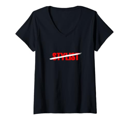 Damen Rote N0 Stylist Rote Grafik T-Shirt mit V-Ausschnitt Damen Rote N0 Stylist Rote Grafik T-Shirt mit V-Ausschnitt von Color Match Red Graphic Tee