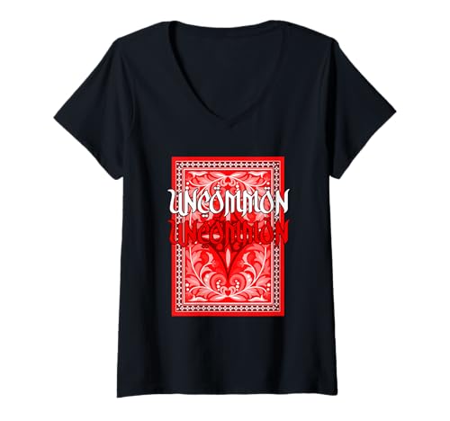 Damen Rote Uncommon-X2 Rote Grafik T-Shirt mit V-Ausschnitt Damen Rote Uncommon-X2 Rote Grafik T-Shirt mit V-Ausschnitt von Color Match Red Graphic Tee