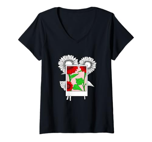 Damen Rotes Bild ist perfekte rote Grafik T-Shirt mit V-Ausschnitt Damen Rotes Bild ist perfekte rote Grafik T-Shirt mit V-Ausschnitt von Color Match Red Graphic Tee