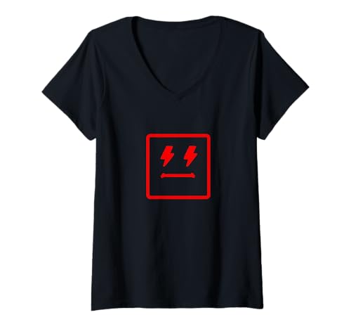 Damen Rotes doppeltes beleuchtetes quadratisches Zifferblatt, rote Grafik T-Shirt mit V-Ausschnitt Damen Rotes doppeltes beleuchtetes quadratisches Zifferblatt, rote Grafik T-Shirt mit V-Ausschnitt von Color Match Red Graphic Tee