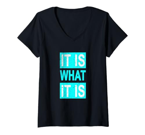 Damen Türkis It's Like That Türkis-Grafik T-Shirt mit V-Ausschnitt von Color Match Turquoise Graphic Tee