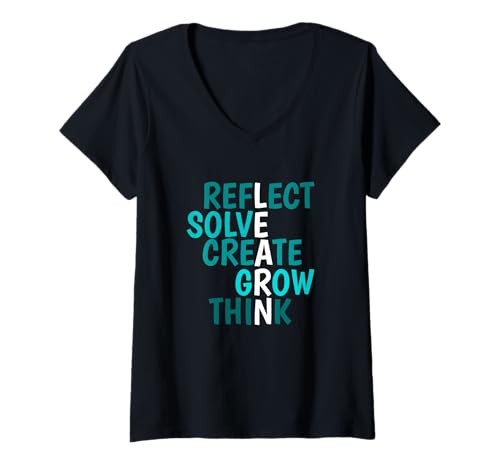 Damen Türkis Learn & Grow Türkis-Grafik T-Shirt mit V-Ausschnitt von Color Match Turquoise Graphic Tee